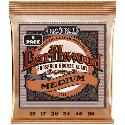 ERNIE BALL 3544 Earthwood Phosphor Bronze Medium 3 Pack 13-56 - Струны для акустической гитары