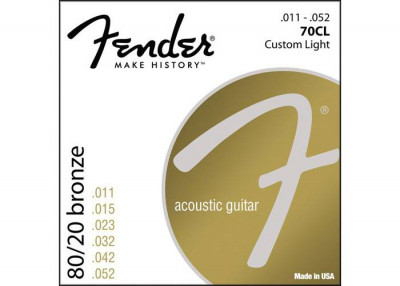 FENDER STRINGS NEW ACOUSTIC 70CL 80/20 BRONZE 11-52, струны для акустической гитары, бронза