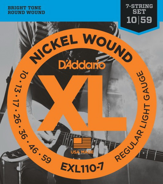 D'ADDARIO EXL110-7 Regular Light 10-59 струны для 7-струнной электрогитары