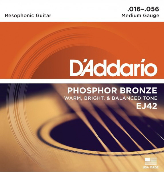 D'ADDARIO EJ42 Custom Light 16-56 струны для акустической резонаторной гитары