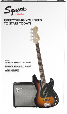 Squier Affinity Series™ Precision Bass® PJ Pack Laurel Fingerboard Brown Sunburst бас-гитара в наборе