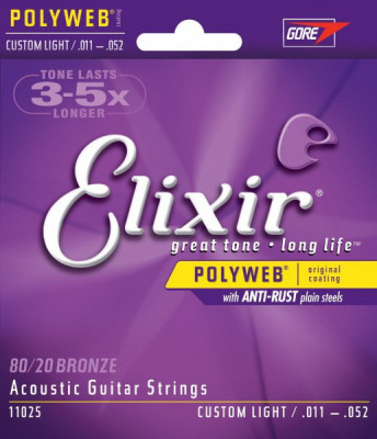 ELIXIR 11025 PolyWeb Anti-rust Custom Light 11-52 струны для акустической гитары
