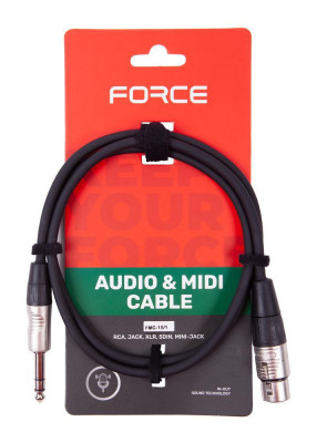 Кабель микрофонный FORCE FMC-15/1 XLR(F) - стерео джек (TRS), 1 м