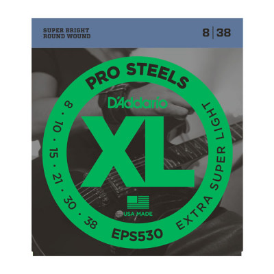 Струны для электрогитары D'ADDARIO EPS530 ProSteels, Extra-Super Light, 8-38