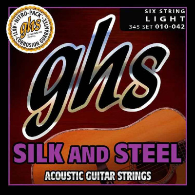 Набор струн для акустической гитары GHS 345 SILK&STEEL 10-42
