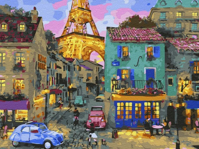 Картина по номерам с цветной схемой на холсте 30х40 Уютный вечер (24 цвета)