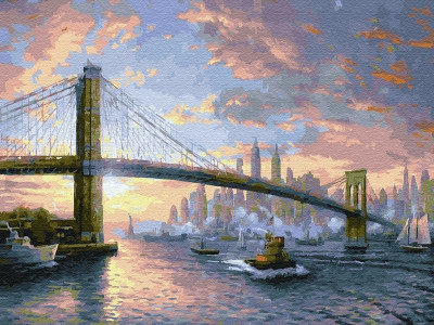 Картина по номерам 40х50 Рассвет над Нью-Йорком (28 цветов)