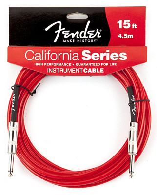 FENDER 15' CALIFORNIA INSTRUMENT CABLE CANDY APPLE RED - инструментальный кабель 4,5 метра