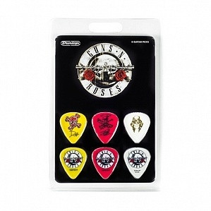 DUNLOP GNR001 Guns N' Roses Picks упаковка именных медиаторов, блистер (6шт.: 2 - Tortex® .73мм, 2 -