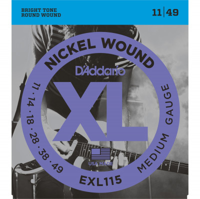 Струны для электрогитары D'ADDARIO EXL115 Blues/Jazz Rock, никель, 11-49