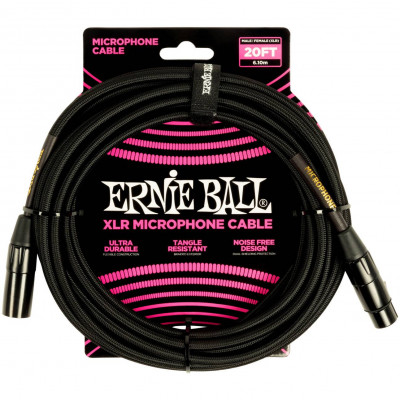 ERNIE BALL 6392 - кабель микрофонный, оплетеный, XLR - XLR, 6 м, черный