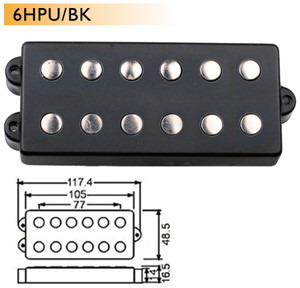 Dr.Parts 6HPU/BK - звукосниматель хамбакер для 6-струнной бас гитары