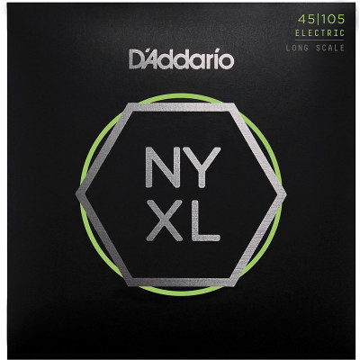 D'Addario NYXL45105 Набор 4 струны для бас-гитары, Long Scale, L Top/Med Bottom, 045-105