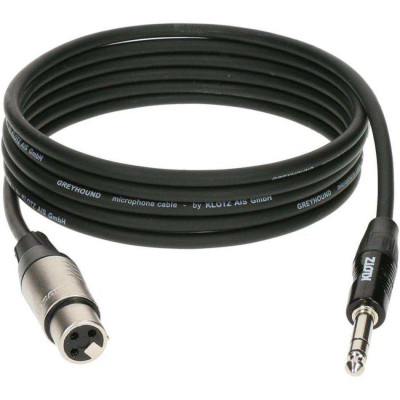 Микрофонный кабель KLOTZ GRG1FP03.0 GREYHOUND, разъемы Klotz XLR мама - Stereo Jack, 3 м