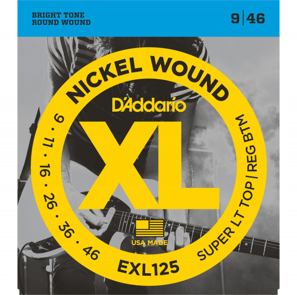 Струны для электрогитары D'ADDARIO EXL125Super Light/Regular, никель, 9-46