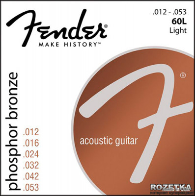 FENDER STRINGS NEW ACOUSTIC 60L PHOS BRONZE BALL 12-53, струны для акустической гитары, фосфорированная бронза