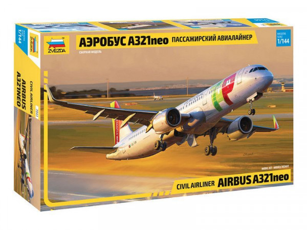 Сборная модель ZVEZDA Пассажирский авиалайнер Аэробус А321neo, 1/144