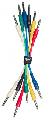 ROCKDALE IC016-15CM комплект из 6 шт патч-кабелей с разъёмами mono jack (TS) male, длина 15 см, 6 цветов