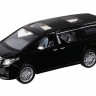 Машина "АВТОПАНОРАМА" Toyota Alphard, 1/29, черный, откр. двери, свет, звук, в/к 20*10*11 см