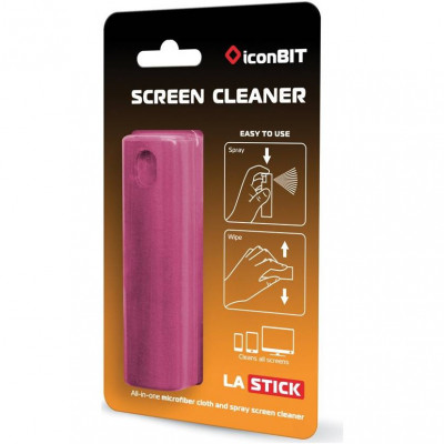 Комплект для очистки экранов iconBIT LASTICK, спрей+салфетка, розовый