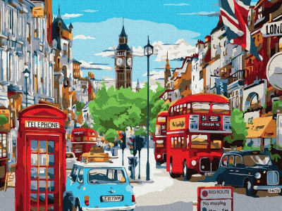 Картина по номерам с цв. схемой на холсте 30х40 ЯРКИЙ ЛОНДОН (18 цветов)