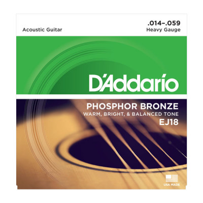 D'Addario EJ18 Набор 6 струн для гитары акустик фосфор-бронз