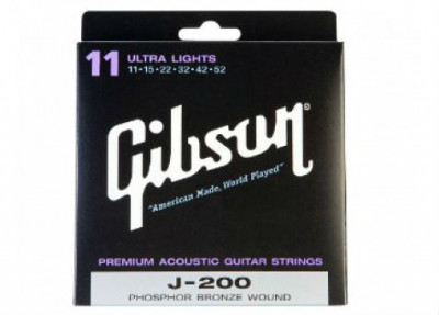 GIBSON SAG-J200UL J200 PHOS BRONZE ACOUS .011-.052 струны для акустической гитары 0.011-0.052, фосфорная бронза