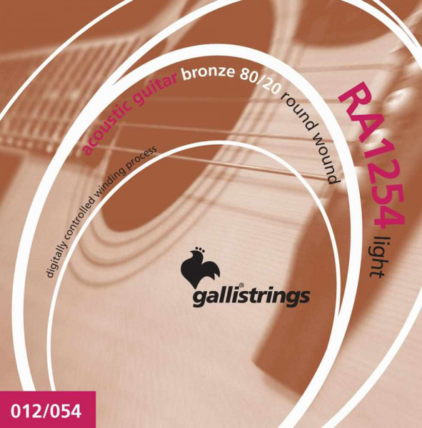 Комплект струн для акустической гитары GALLI STRINGS RA1254, light, 12-54