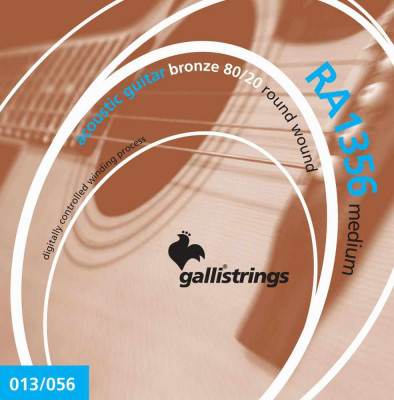 Комплект струн для акустической гитары GALLI STRINGS RA1356, Medium, 13-56