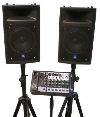 Акустический комплект AudioVoice PAC300 2х150Вт (2хАС, микшер, микрофон, стойки, шнуры и адаптеры)