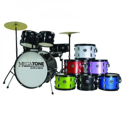 MEGATONE MD-225A MDBL (22"x16". 16"x16". 13"x11". 12"x10". 14"x5.5") установка + стойки (для тарелок, Hi-hat, малого барабана), педаль для бас-барабана, стул