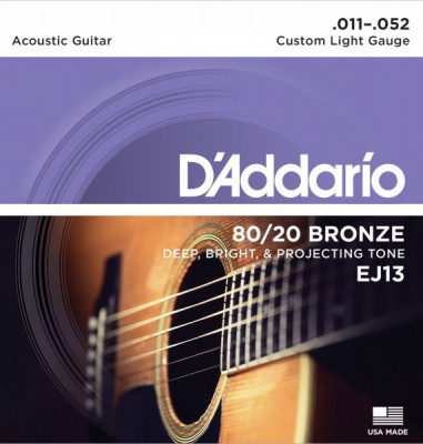 D'ADDARIO EJ13 Custom Light 11-52 струны для акустической гитары