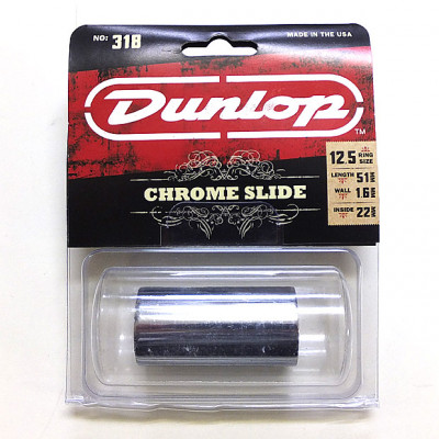 DUNLOP 318 Chromed Steel Medium LARGE SHORT (22 x 25.4 x 51mm, rs 12-13) слайд стальной хромированны