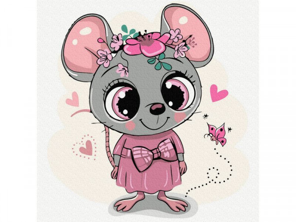 Картина по номерам 20Х20 МИЛАЯ МЫШКА (12 цветов)