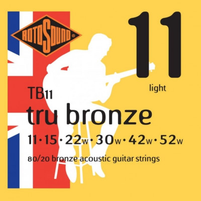 ROTOSOUND TB11 STRINGS 80/20 BRONZE струны для акустической гитары, покрытие - бронза 80/20, 11-52