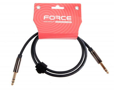 Аудио кабель FORCE FLC-02/1 JACK1/4" stereo-JACK1/4" stereo, 1 м