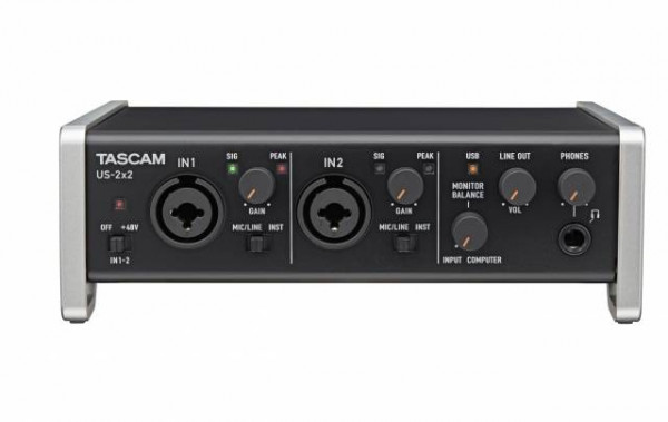 TASCAM US-2x2 USB аудио интерфейс, 2 входа, 2 выхода.