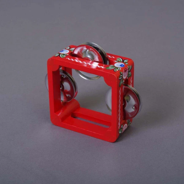 Тамбурин из массива березы, D 10 см с росписью Мастерская Сереброва РЗ-ТБ-07