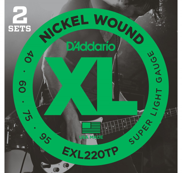 D'Addario EXL220TP - 2 комплекта струн бас-гитары Super Long/Soft Long 40-95