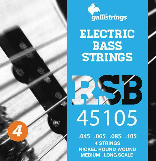 Комплект струн для электро баса GALLI STRINGS RSB45105, medium, 4 струны, 045-105