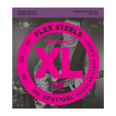 D'ADDARIO EFX170SL Light, 45-100, Super Long Scale струны для 4-струнной бас-гитары