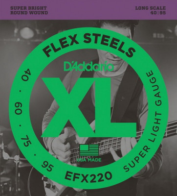 D'ADDARIO EFX220 Super Light, 40-95, Long Scale струны для 4-струнной бас-гитары