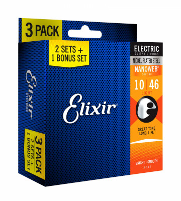 ELIXIR 16542 набор 3-х комплектов струн для электрогитары