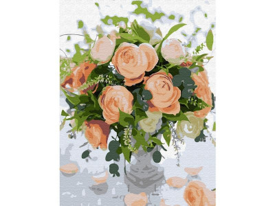 Картина по номерам с цветной схемой на холсте (30х40) НЕЖНЫЙ БУКЕТ (18 цветов)