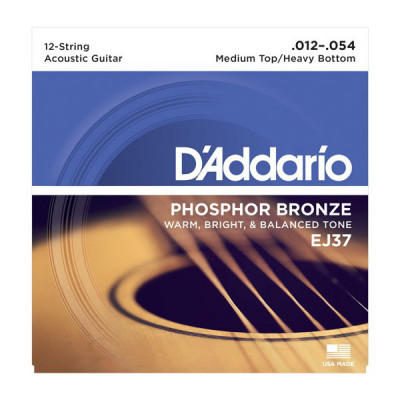 D'ADDARIO EJ37 Medium Top/Heavy Bottom, 12-54 струны для 12-струнной акустической гитары
