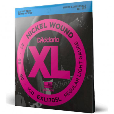 Струны для 4-х струнной бас-гитары D'ADDARIO EXL170SL Light легкое натяжение