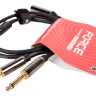 Аудио кабель/переходник FORCE FLC-12/1, 2х Jack 6,3 мм моно, стерео джек мама, 1 м