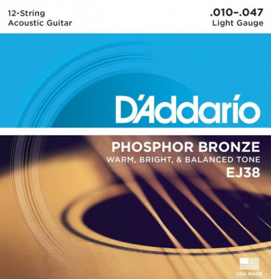 D'ADDARIO EJ38 Light 10-47 струны для 12-струнной акустической гитары