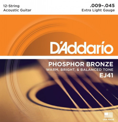 D'ADDARIO EJ41 Extra Light 9-45-струны для 12-струнной акустической гитары