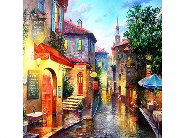 Картина мозаикой 30х30 ТИХАЯ УЛОЧКА (квадрат) (40 цветов)